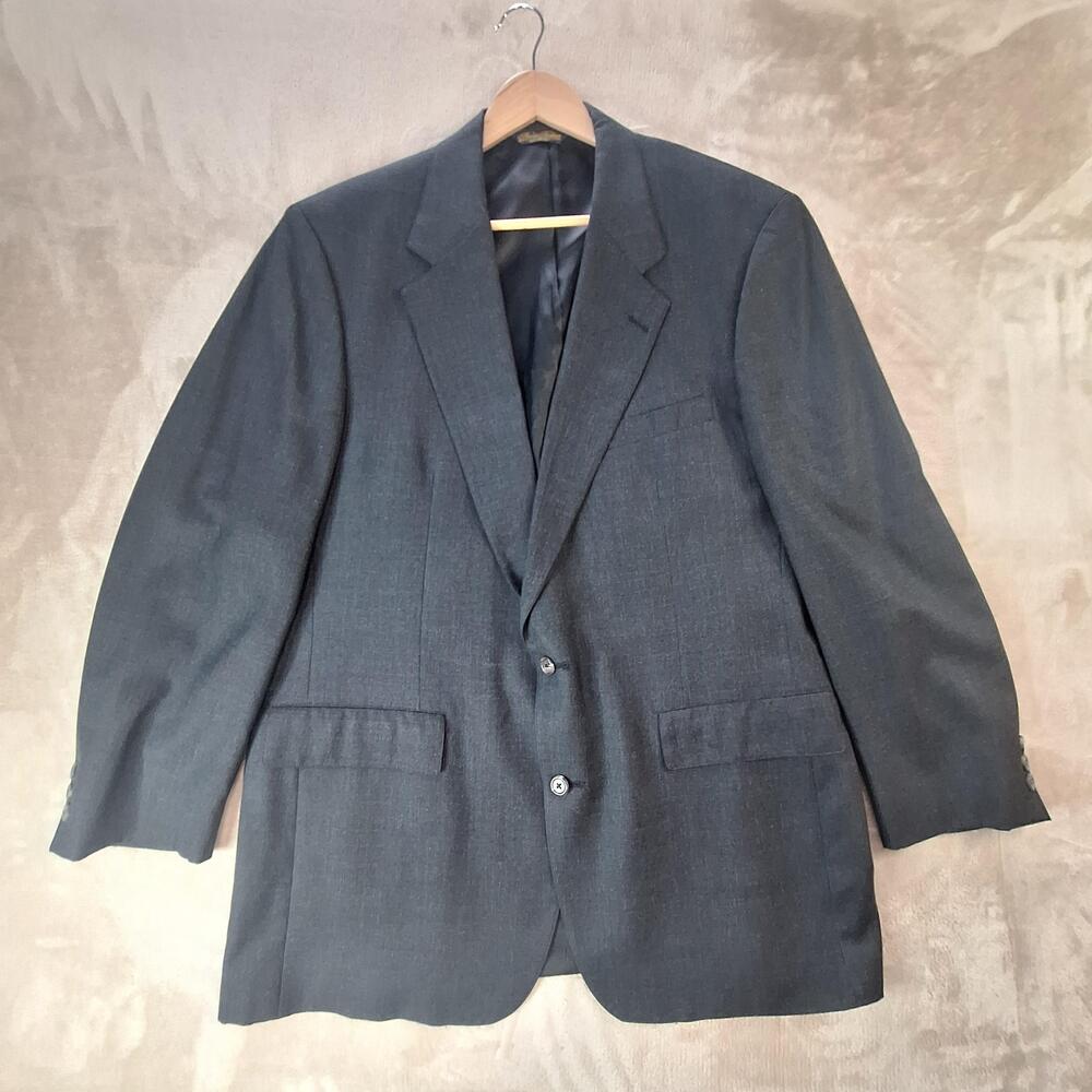 Brooks Brothers Sport Coat Mens 46 Gray Wool Solid Single Vent 2 Button USA
